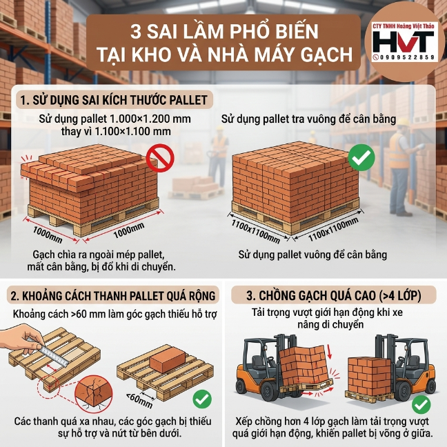 sai lầm phổ biến khi k&ecirc; h&agrave;ng gạch men tr&ecirc;n pallet