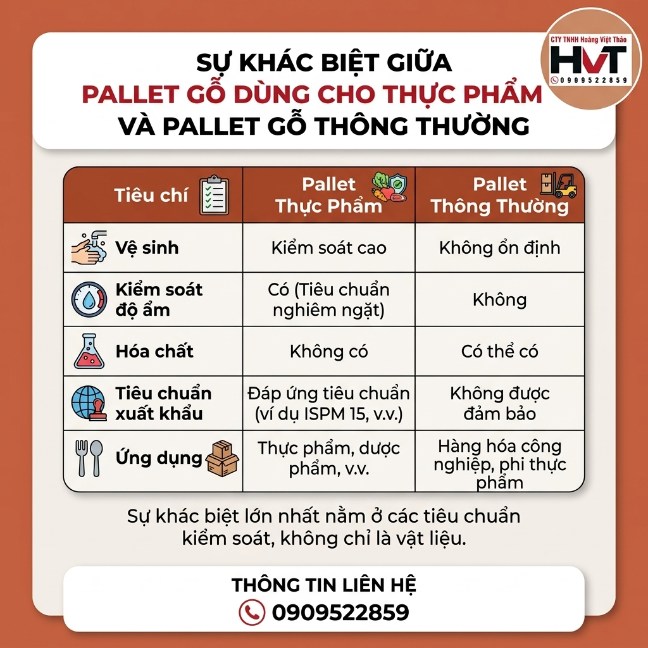so s&aacute;nh pallet gỗ k&ecirc; h&agrave;ng thực phẩm v&agrave; pallet gỗ th&ocirc;ng thường